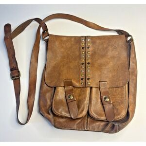 Patricia Nash Stud Messenger Armeno Crossbody Camel Brown Bag Leather‎ Purse